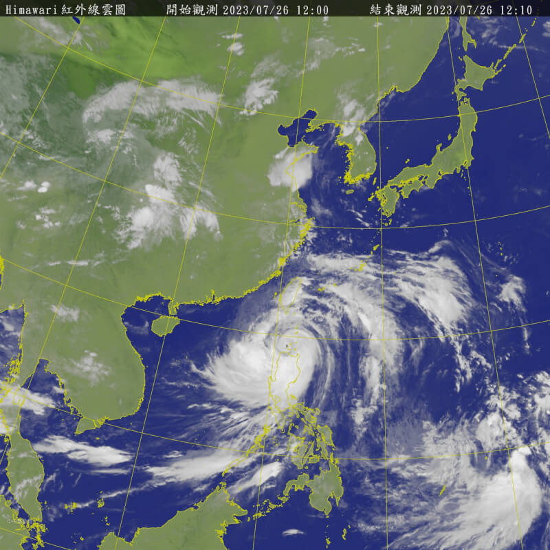 中央氣象局26日表示，颱風杜蘇芮已過了最強巔峰時期，預估這兩天最接近台灣時會維持中颱強度。（圖取自中央氣象局網頁cwb.gov.tw）