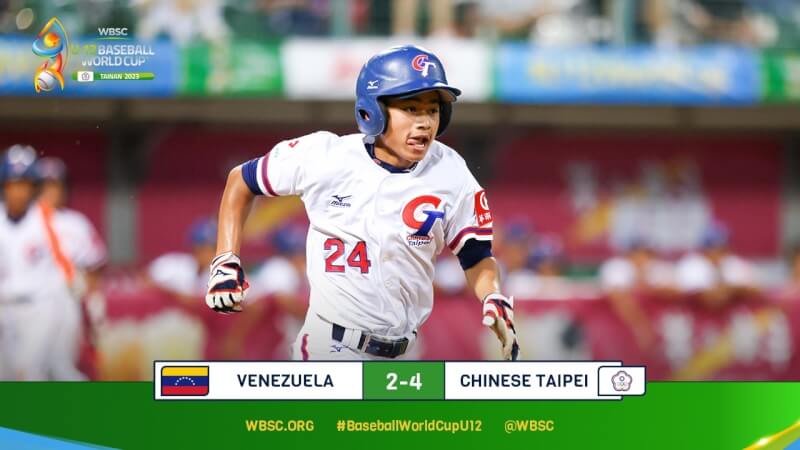 U12世界盃棒球賽台灣隊1日以4比2擊敗委內瑞拉，以分組第1之姿、帶2勝0敗進入超級循環賽。（圖取自facebook.com/WBSC）