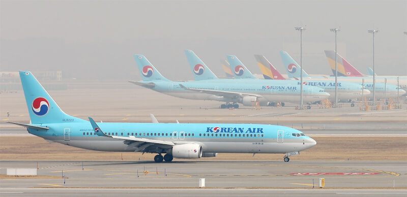 韓聯社報導，韓國大韓航空總部呼叫中心11日接到揚言要炸掉飛機的恐嚇電話。圖非當事航班。（韓聯社）
