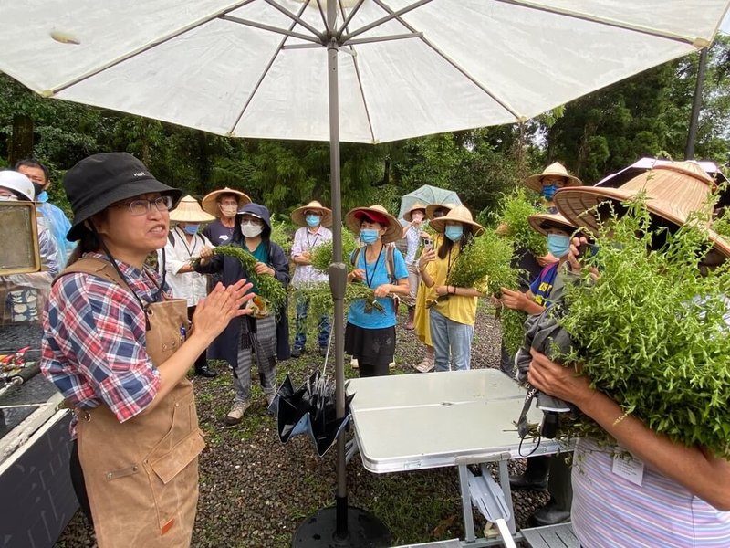 農業部林試所民國111年間與肯園國際股份有限公司合作,帶領社區居民學習精油知識、體驗手作香氣,試辦島讀香氣小旅行等,逐步奠定社區居民操作香氣體驗課程的專業。(林試所提供)中央社記者楊淑閔傳真 112年8月18日