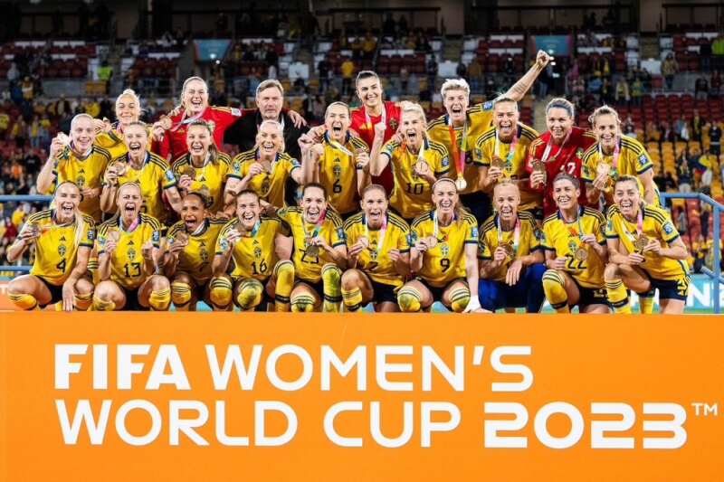 瑞典19日在世界盃女子足球賽季軍賽迎戰地主隊澳洲，終場以2比0擊敗對手，連續2屆奪下世足賽季軍。（圖取自twitter.com/FIFAWWC）