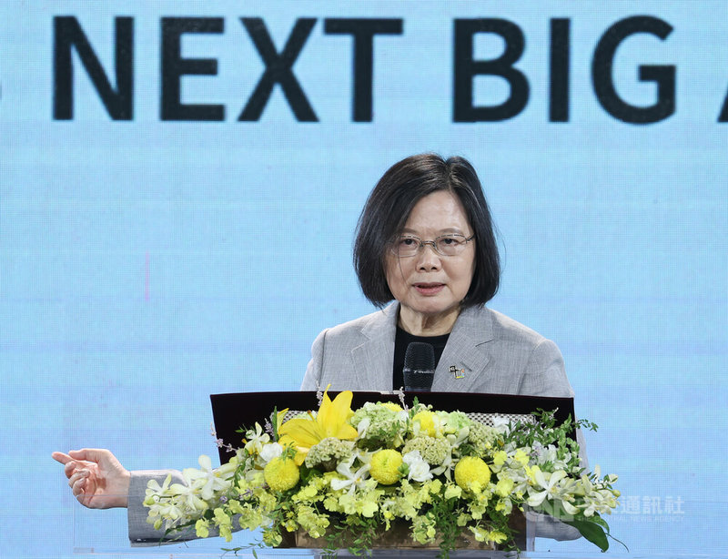 「Startup Island TAIWAN NEXT BIG頒獎典禮」21日上午在台北市信義區舉行，總統蔡英文（圖）出席致詞。中央社記者謝佳璋攝  112年8月21日