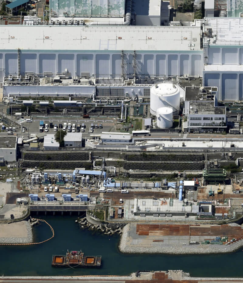 圖為福島第一核電廠核處理水排放設備。（共同社）