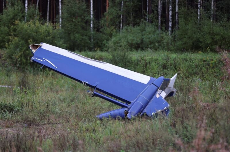 俄羅斯傭兵組織瓦格納集團首腦普里格津8月墜機身亡。圖為飛機殘骸。（路透社）