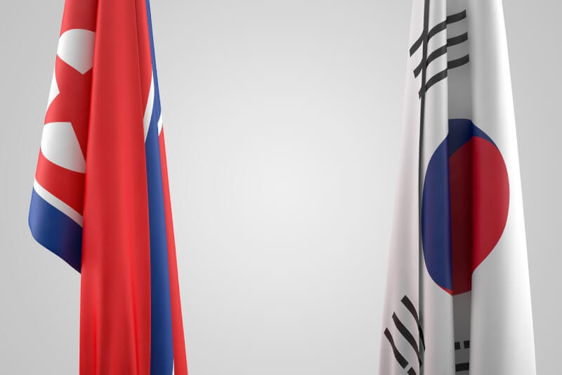 左為北韓國旗，右為南韓國旗。（圖取自Pixabay圖庫）
