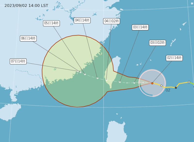 彭啟明表示，颱風海葵預測路徑短短幾天就從日本琉球修正到台灣台東，與季風低壓帶環流有關。（圖取自中央氣象局網頁cwb.gov.tw）