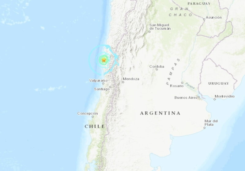 智利中部沿岸（星號處）6日發生規模6以上地震。（圖取自美國地質研究所網頁usgs.gov）