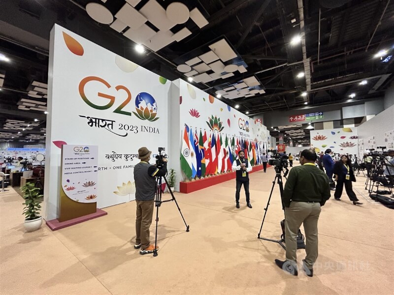 圖為G20峰會國際媒體中心。中央社記者林行健新德里攝 112年9月9日