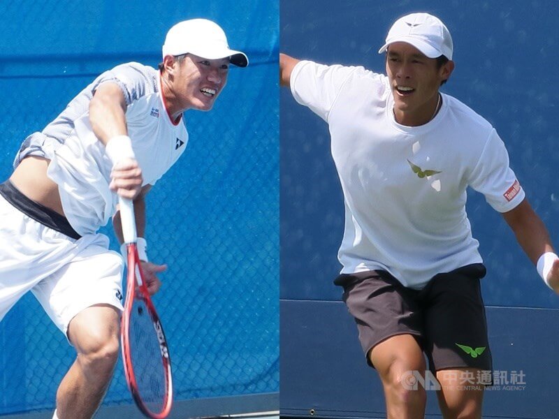 台灣男子網球好手許育修（左）、莊吉生（右）27日在杭州亞運男網雙打挺進4強。（中央社檔案照片）