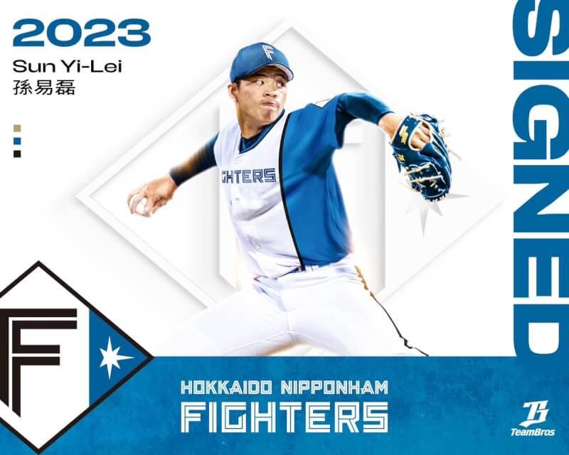 日本職業棒球北海道日本火腿鬥士隊宣布簽下U18世界盃棒球賽台灣隊投手孫易磊。（圖取自twitter.com/FightersPR）