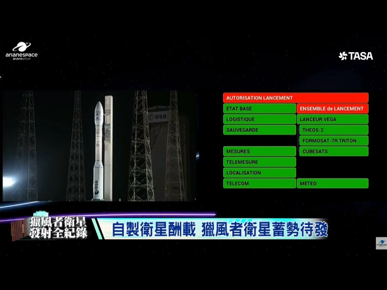 獵風者氣象衛星原訂7日上午在法屬圭亞那升空，發射前因現場儀表板顯示2項狀況（紅標處）需排除取消任務。（圖取自facebook.com/TaiwanSpaceAgency）