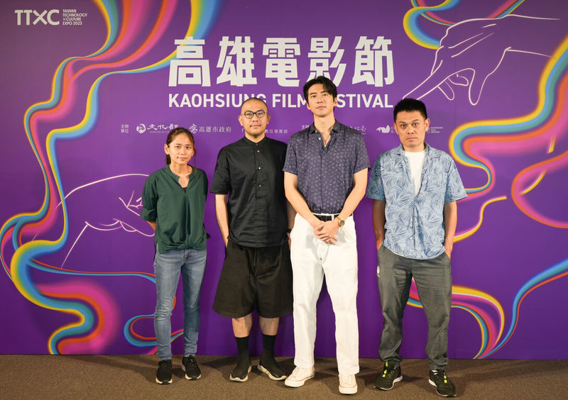 影集「都市懼集」特別版在高雄電影節放映，製作人賴楀婷（左起）、導演李俊宏、演員傅孟柏、監製蔡宗翰出席，分享拍攝花絮。（高雄電影節提供）中央社記者王心妤傳真  112年10月9日