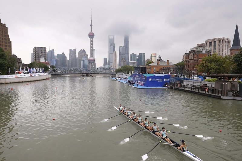 中國上海市體育局11日表示，上海目前尚沒有申辦奧運會的計畫，但強調上海與奧林匹克精神頗有淵源。上海被視為中國大陸最有實力申辦2036奧運的城市之一。圖為9月16日，2023上海賽艇公開賽。（中新社提供）中央社  112年10月11日