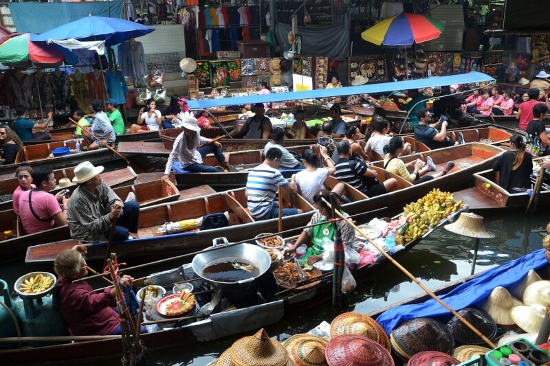 圖為曼谷水上市場。（圖取自Pixabay圖庫）