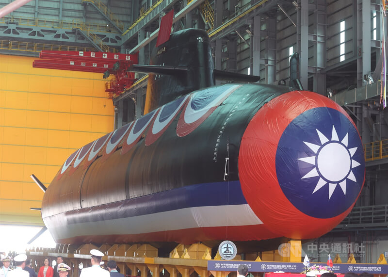 今年9月台灣首艘潛艦國造「海鯤軍艦」下水。（中央社檔案照片）