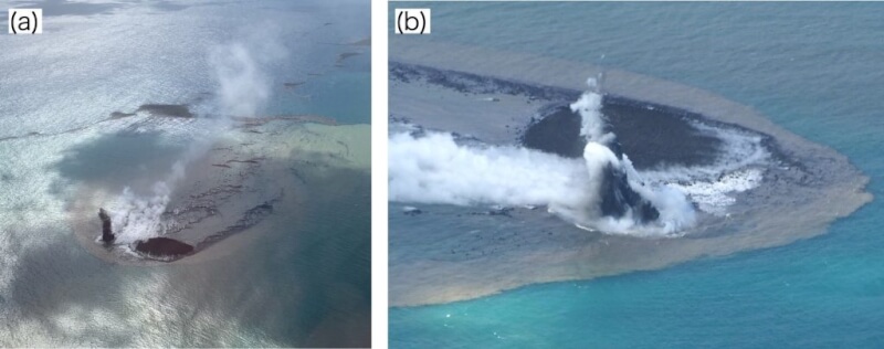 日本小笠原群島的硫磺島外海今年10月發生火山噴發。（圖取自東京大學地震研究所網頁eri.u-tokyo.ac.jp）