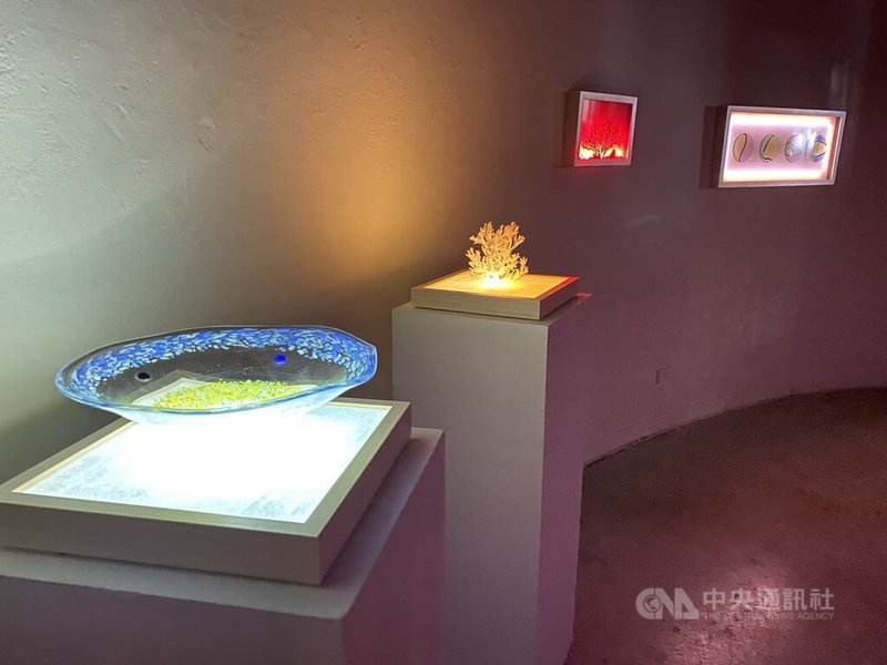 國立清華大學積極推動學院間跨界合作,藉由清大藝術教師們巧思,6日起在校內舉辦為期10天的「跨域3-與陽光的藝術對話」靜態展。中央社記者魯鋼駿攝 112年11月6日