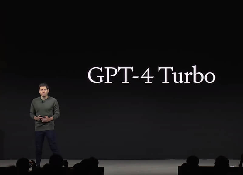 OpenAI 6日舉行首屆開發者大會，執行長阿特曼宣布公司將推出新一代模型GPT-4 Turbo。（圖取自OpenAI YouTube頻道網頁youtube.com）