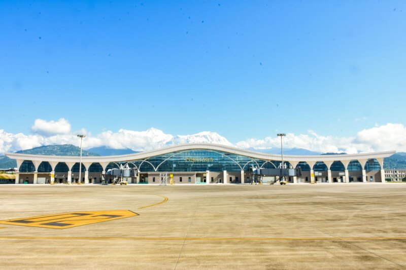 由中國國企集團承建的尼泊爾波卡拉國際機場今年1月投入運行。（圖取自中國駐尼泊爾大使館網頁np.china-embassy.gov.cn）