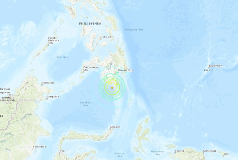 菲律賓南部17日發生規模6.7強震。（圖取自美國地質調查所網頁usgs.gov）