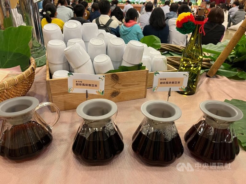原民食用的樹豆,農業部台東區農業改良場以淺焙方式,做成樹豆茶包,可沖泡飲用,茶及飲料作物改良場則用深焙技術,做出有咖啡香的樹豆茶,提供喝咖啡無法入睡者品茗。中央社記者楊淑閔攝 112年11月20日
