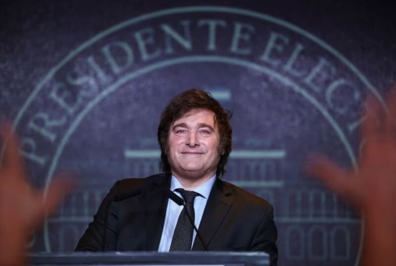 極右派自由主義經濟學家米雷伊當選阿根廷新任總統。（路透社）