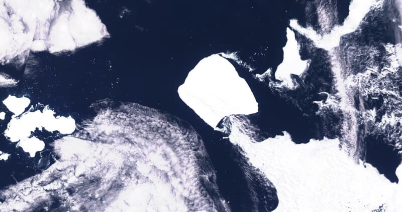 15日冰山A23a的衛星圖像。（Courtesy of European Union/Copernicus Sentinel-3/Handout via 路透社）