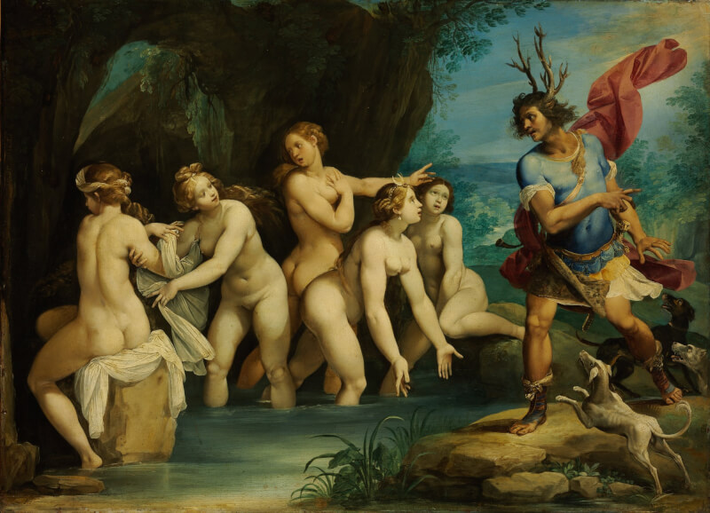 義大利畫家傑薩里畫作「黛安娜與阿克泰翁」。（圖取自維基共享資源，版權屬公有領域）