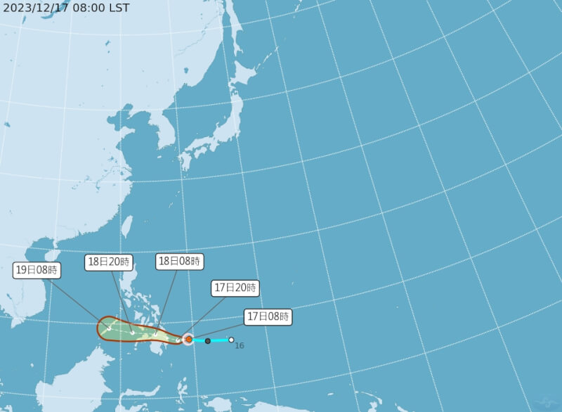 中央氣象署17日表示，颱風鯉魚生成。（圖取自中央氣象署網頁cwa.gov.tw）