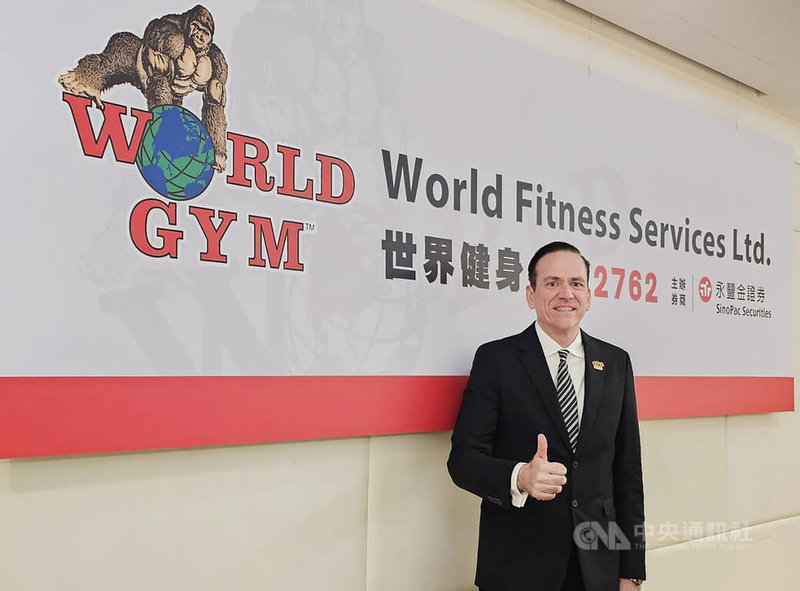 經營World Gym的世界健身-KY擁有據點118家，是目前台灣市占最大的健身房品牌，將在明年首季掛牌上市。世界健身-KY總裁柯約翰表示，台灣市場還有很多空白區域。中央社記者江明晏攝  112年12月20日