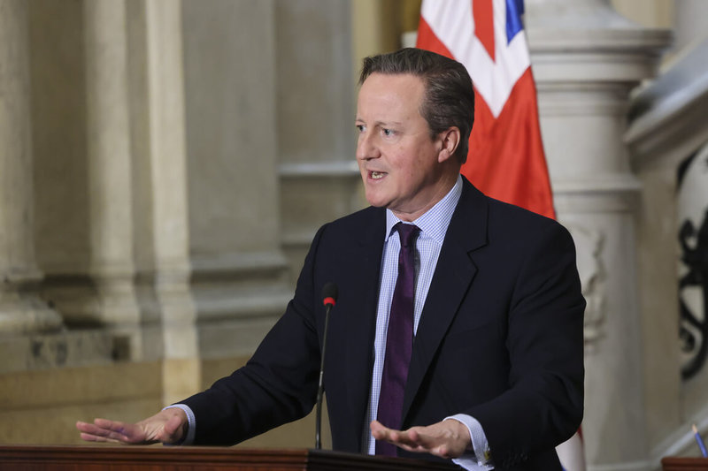 英國外交大臣卡麥隆指出，自他2010至2016年擔任首相以來，事態已改變，如今日益具侵略性的中國已是英國面臨的關鍵安全挑戰之一。（英國政府提供）中央社記者陳韻聿倫敦傳真  112年12月24日