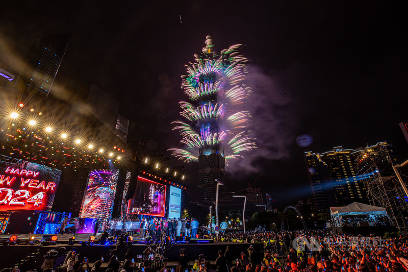 圖為今年台北101跨年煙火秀。（中央社檔案照片）