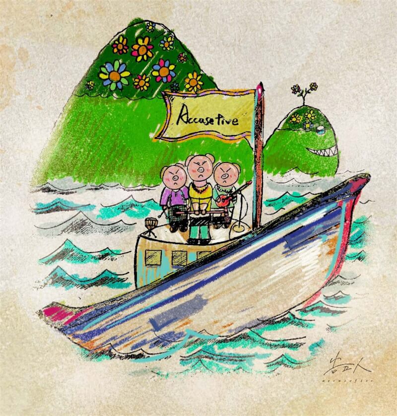 樂團告五人以吉祥物「告五豬」遊龜山島的插圖宣布3月16日將回到家鄉宜蘭開唱。（相信音樂提供）中央社記者王心妤傳真 113年1月1日