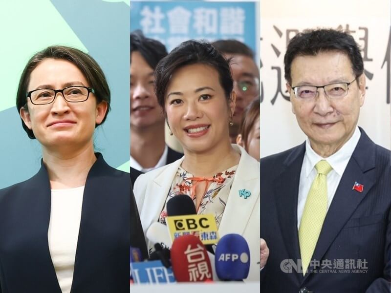 2024大選倒數，唯一一場副總統候選人辯論會今天下午2時在公視登場，民眾黨副總統候選人吳欣盈、民進黨副總統候選人蕭美琴、國民黨副總統候選人趙少康3人將透過交互詰問正面交鋒。（中央社檔案照片）