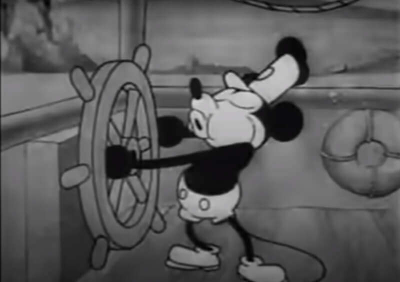 1928年首次亮相的「汽船威利號」是第一部以「米奇」為主角的迪士尼電影。（圖取自Walt Disney YouTube頻道網頁youtube.com）