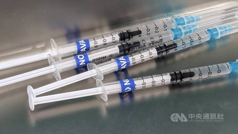 圖為Novavax疫苗接種用針筒。（中央社檔案照片）