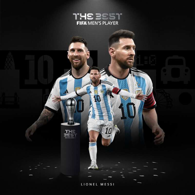 阿根廷足球巨星梅西15日榮獲國際足總最佳男子球員獎。（圖取自twitter.com/FIFAWorldCup）