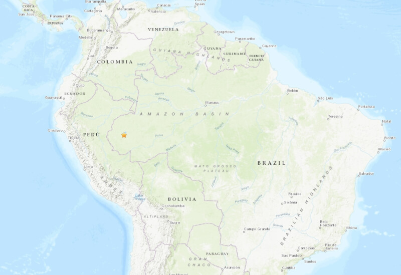 巴西北部20日發生規模6.6地震。（圖取自美國地質調查所網頁usgs.gov）