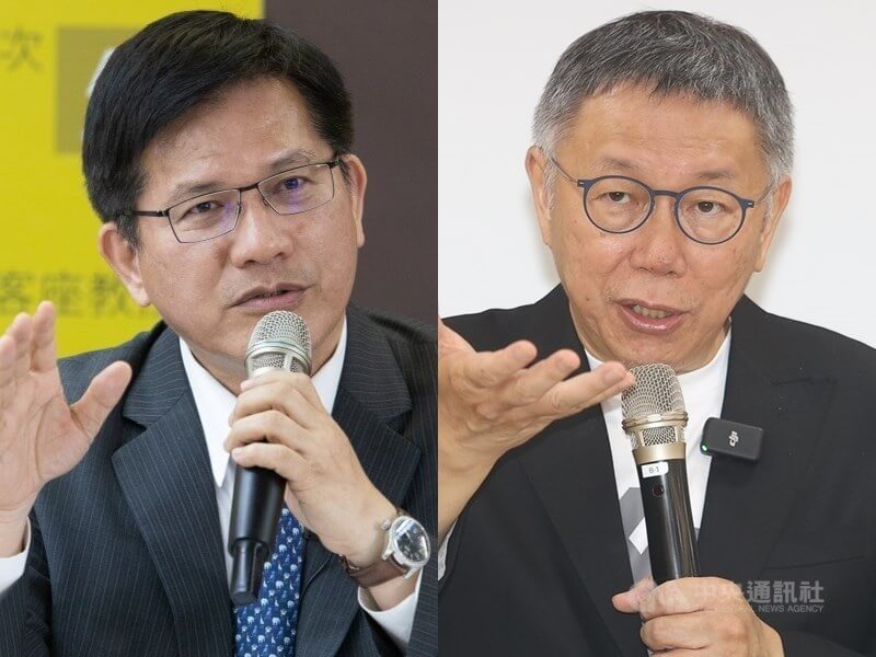 左為總統府秘書長林佳龍，右為民眾黨主席柯文哲。（中央社檔案照片）