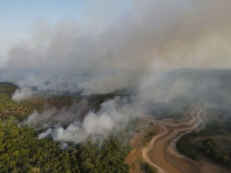 圖為去年9月25日亞馬遜雨林因野火冒出陣陣濃煙。（路透社）