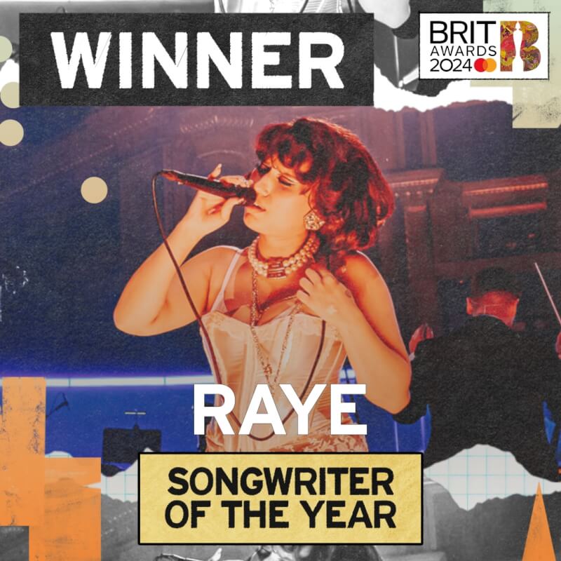 英國樂壇新星蕾伊2日在「全英音樂獎」抱回6項大獎。（圖取自facebook.com/raye）