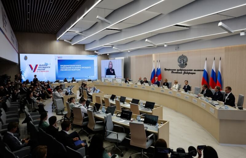 俄羅斯中央選舉委員會17日宣布投票初步結果。（路透社）