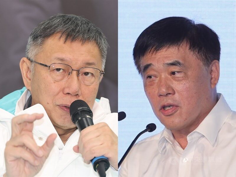 台智光案延燒，民進黨台北市議員28日質疑前市長郝龍斌（右）、柯文哲（左）任內涉瀆職與圖利。（中央社檔案照片）