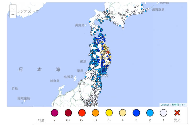 日本岩手縣當地時間2日凌晨4時24分發生規模6.1地震。（圖取自日本氣象廳網頁jma.go.jp）