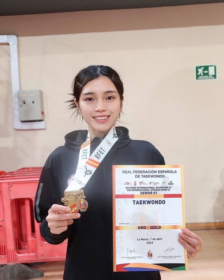 台灣跆拳道女將蘇柏亞（圖）8日在西班牙公開賽擊敗摩洛哥女將波切蒂，進帳本季第2面金牌。（圖取自facebook.com/SuPoYa）