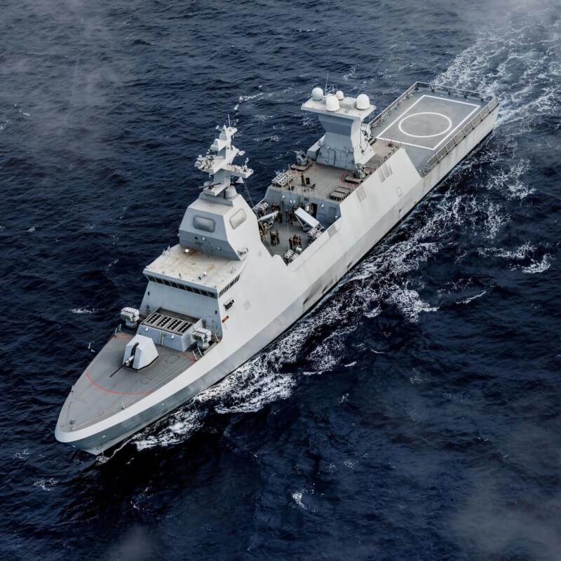 裝載有「C-Dome」海基防空系統的以色列軍艦。（圖取自facebook.com/RafaelDefense）