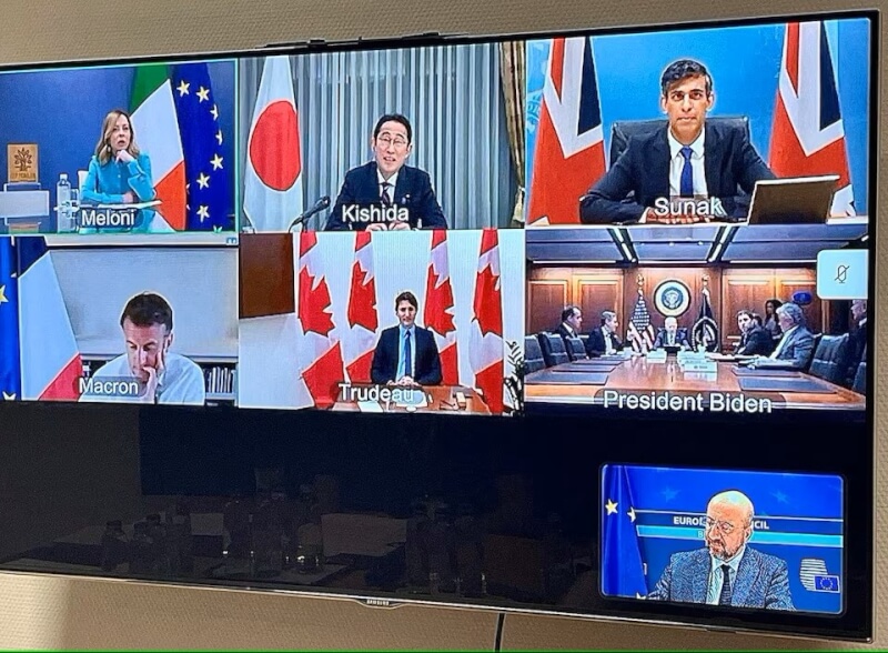 七大工業國集團（G7）領袖14日召開視訊會議討論伊朗對以色列的攻擊。（Charles Michel via X/via 路透社）