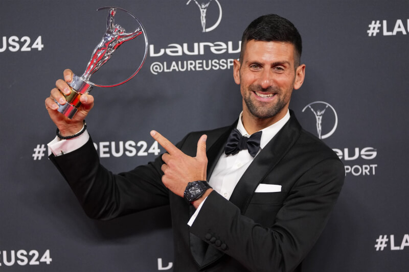 網球名將喬科維奇22日生涯第5度拿下勞倫斯獎年度最佳男運動員獎。（美聯社）