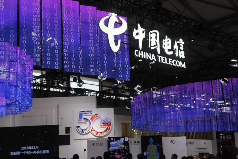 2019年世界行動通訊大會，中國電信展示5G技術。（中新社）