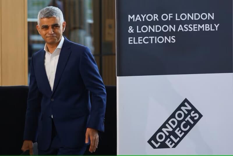 工黨籍倫敦市長沙迪克汗4日在市長選舉勝出，贏得破紀錄的第3任期。（路透社）